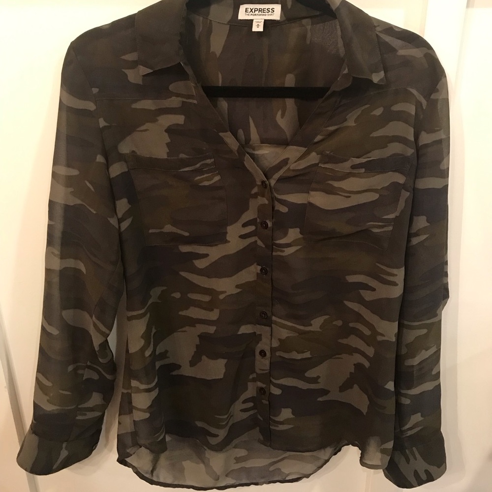 Camo Shear button up blouse